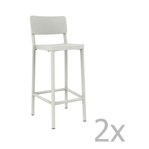 Sada 2 bílých barových židlí vhodných do exteriéru Resol Lisboa, výška 102,2 cm