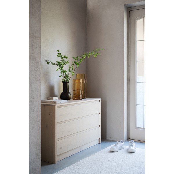 Komoda v dekoru dubu ve světle přírodní barvě 110x70x45 cm Melstone – Rowico-image-4