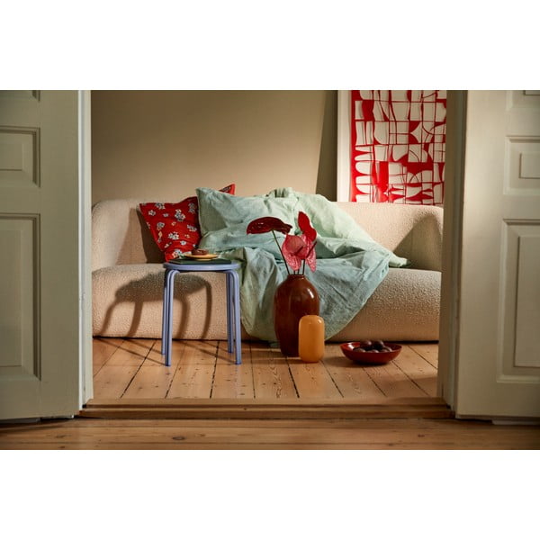 Bílo-zelené prodloužené povlečení na dvoulůžko z bio bavlny 200x220 cm Monochrome Lines – JUNA-image-4