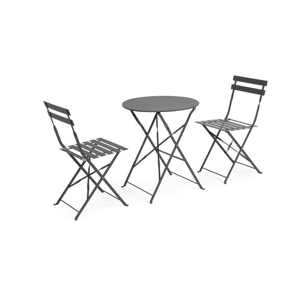 Antracitový ocelový zahradní jídelní set pro 2 Austin – Bizzotto-image-2