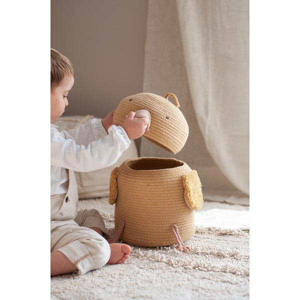 Žlutý látkový dětský koš na hračky ø 25x30 cm Charlie the Chicken – Lorena Canals-image-4