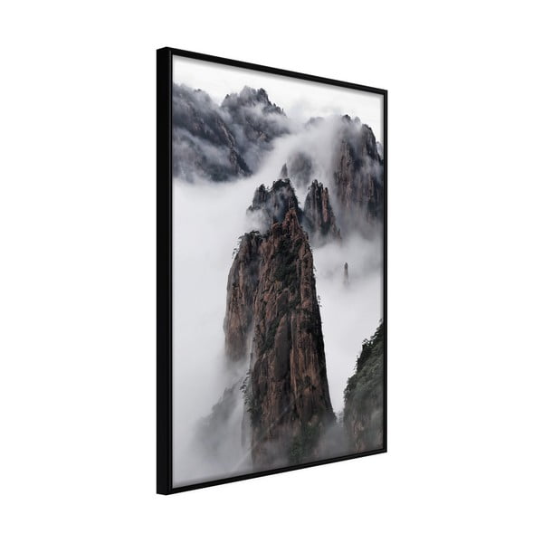 Plakát v rámu Artgeist Clouds Pierced by Mountain Peaks, 30 x 45 cm