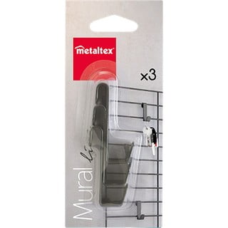 Leskle černé závěsné ocelové háčky v sadě 3 ks Mural – Metaltex