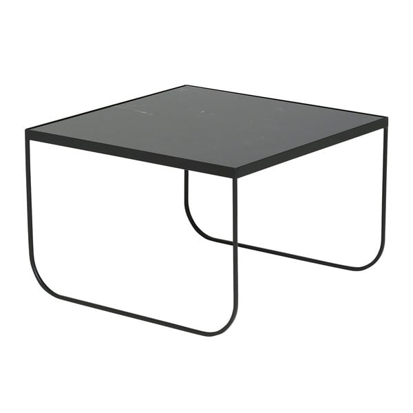 Černý konferenční stolek s deskou v dekoru mramoru 60x60 cm Gorm – Villa Collection