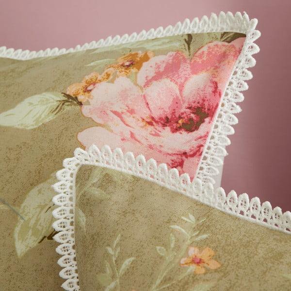 Bílo-zelené povlečení na jednolůžko 135x200 cm Penelope Floral – Catherine Lansfield-image-4