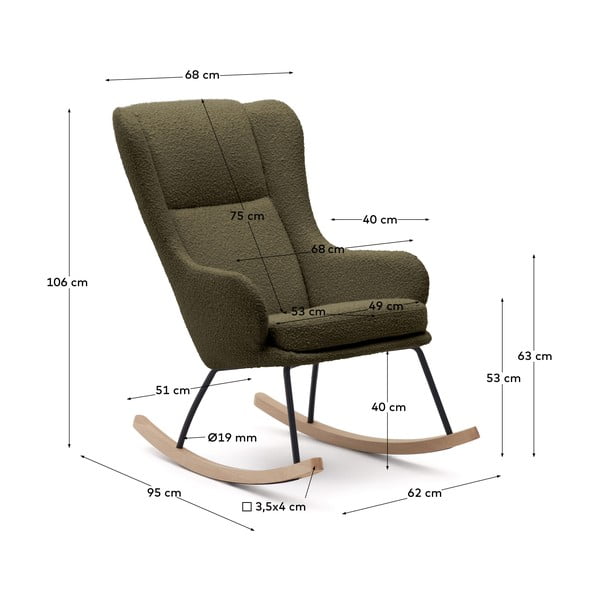 Zelené houpací křeslo z textilie bouclé Maustin – Kave Home-image-4