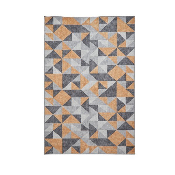 Pratelný koberec v okrově žluté a šedé barvě 61x120 cm Coral Yellow&Grey – Think Rugs