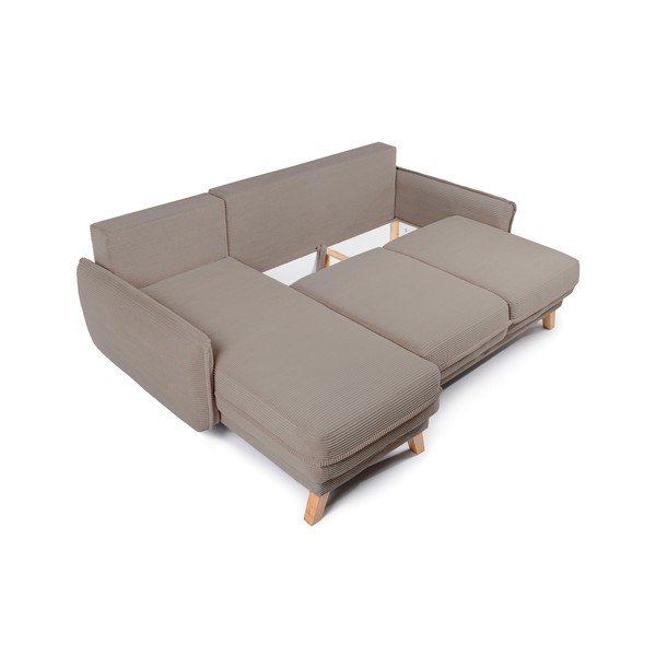 Taupe manšestrová rozkládací/s úložným prostorem rohová pohovka Tori – Bonami Selection-image-4