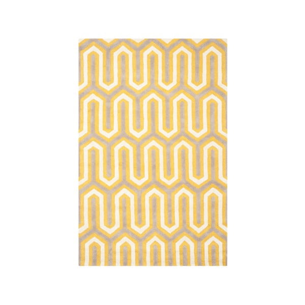 Žlutý vlněný koberec Leta, 121 x 182 cm