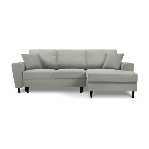 Světle šedá manšestrová rozkládací/s úložným prostorem rohová pohovka (pravý roh/s lenoškou) Kyoto – Cosmopolitan Design