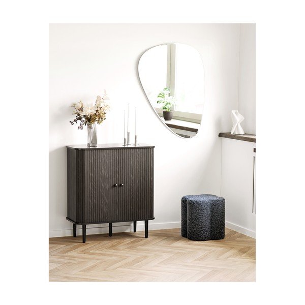 Tmavě modrý taburet z textilie bouclé Durban – House Nordic-image-1