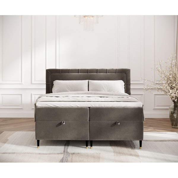 Tmavě šedá boxspring postel s úložným prostorem 200x200 cm Voyage – Maison de Rêve-image-4