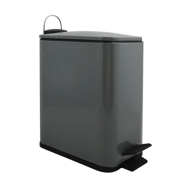 Tmavě šedý nášlapný ocelový odpadkový koš 5 l   Erik – Spirella