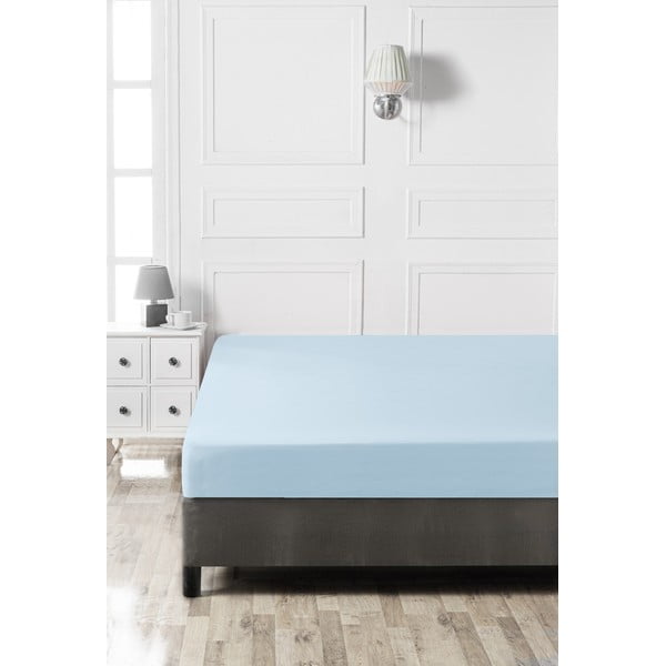 Světle modré napínací bavlněné prostěradlo 140x200 cm – Mijolnir-image-2