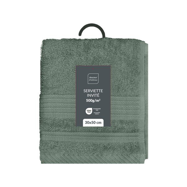 Šalvějově zelený froté bavlněný ručník 30x50 cm Tendresse – douceur d'intérieur-image-4
