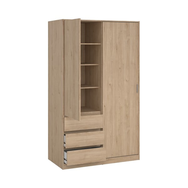 Šatní skříň v dekoru dubu s posuvnými dveřmi v přírodní barvě 119x200x60 cm Naia – Tvilum-image-3