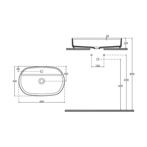 Bílé keramické umyvadlo 60x40 cm Infinity Oval – Sapho-image-3