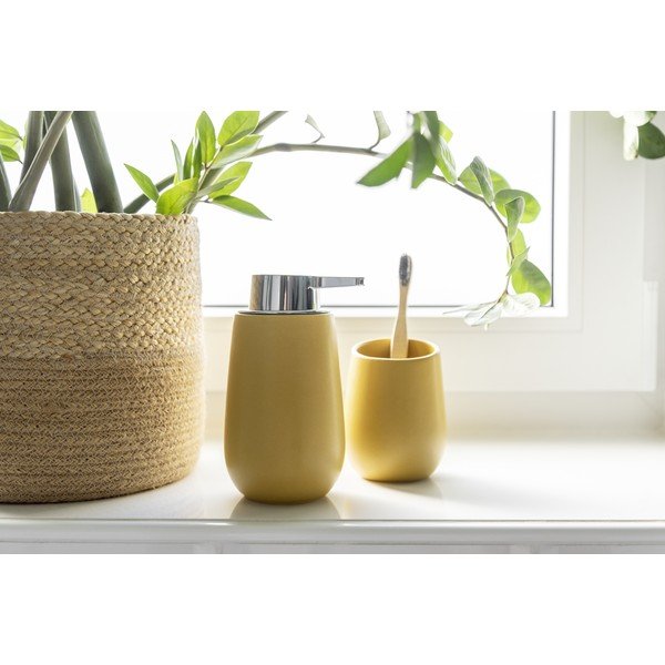 Žlutý keramický kelímek na zubní kartáčky Badi – Wenko-image-1