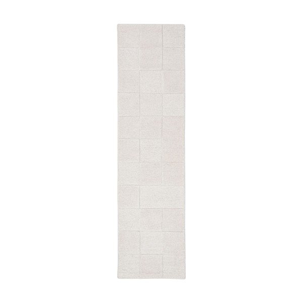 Slonovinový ručně tkaný vlněný běhoun 60x230 cm Checkerboard – Flair Rugs