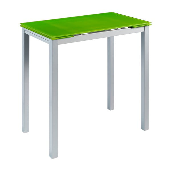 Zelený rozkládací jídelní stůl se skleněnou deskou Pondecor Augusto, 60 x 100 cm