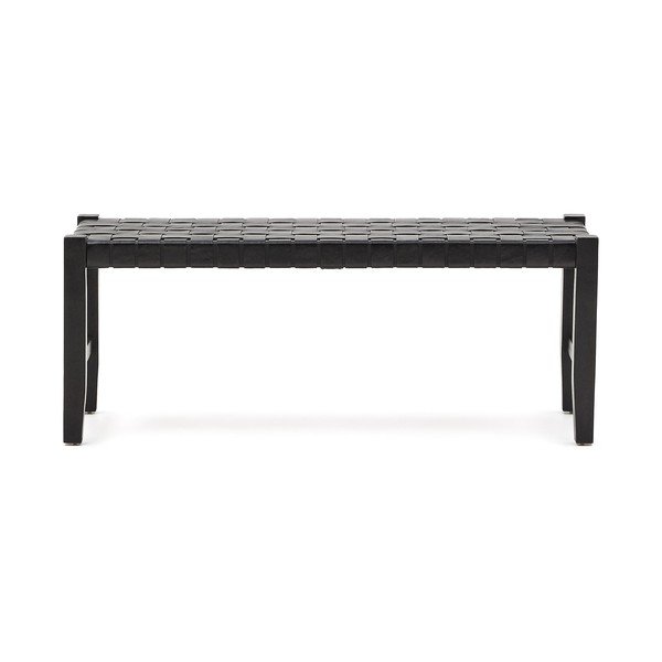 Černá kožená lavice Calixta – Kave Home