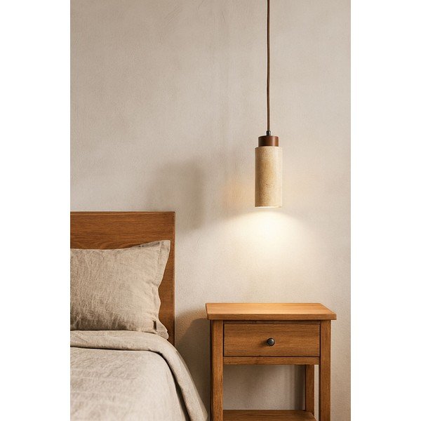 Béžové závěsné svítidlo s kamenným stínidlem ø 6,5 cm Selma – Opviq lights-image-2