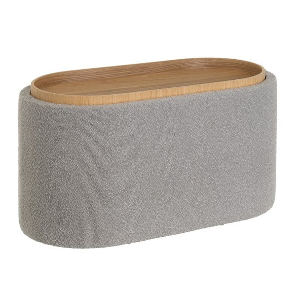 Světle šedý taburet z textilie bouclé – Casa Selección-image-2