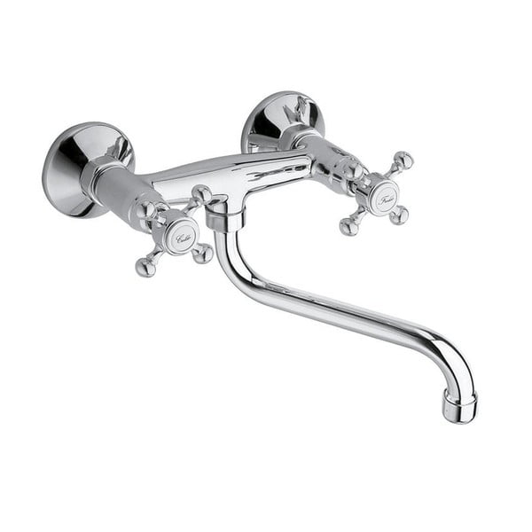 Nástěnná umyvadlová baterie v leskle stříbrné barvě (1 výstup) Antea – Sapho