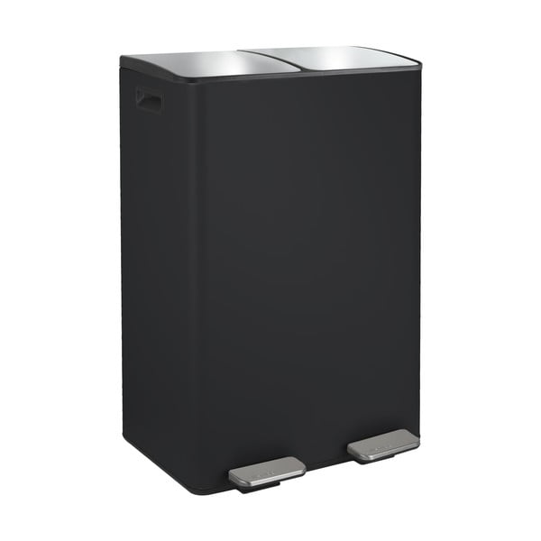 Matně černý ocelový odpadkový koš 2x30 l na tříděný odpad/nášlapný   Aliya – Spirella