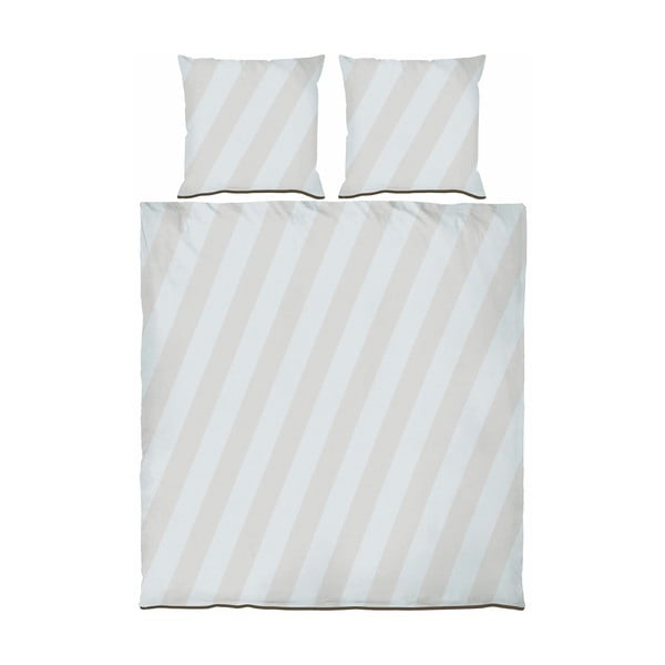 Světle šedo-béžové prodloužené povlečení na dvoulůžko z bavlněného saténu 200x220 cm Diagonal – Mette Ditmer Denmark