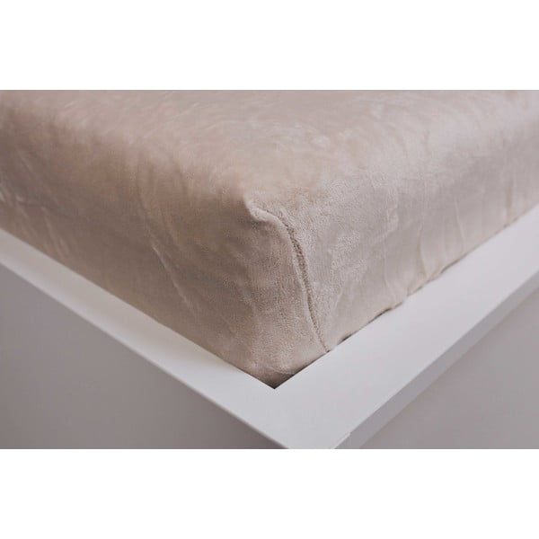 Krémové napínací prostěradlo z mikroflanelu 180x200 cm Basic – Jerry Fabrics