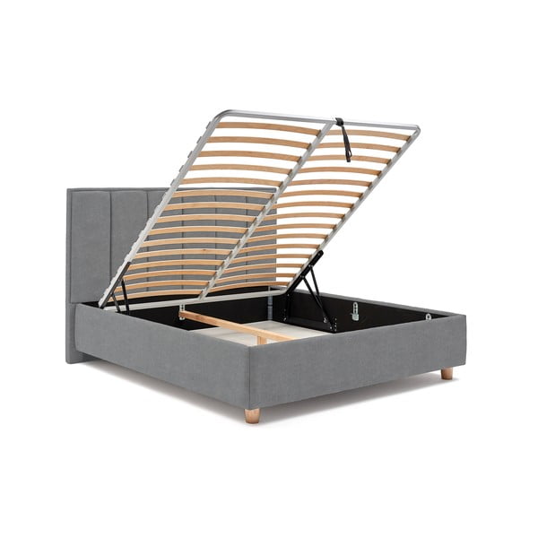 Modrošedá dvoulůžková postel s roštem a úložným prostorem ProSpánek Wega, 180 x 200 cm-image-4