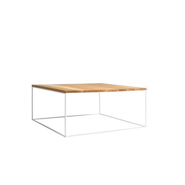 Konferenční stolek s bílým podnožím a dubovou deskou Custom Form Tensio, 100 x 100 cm