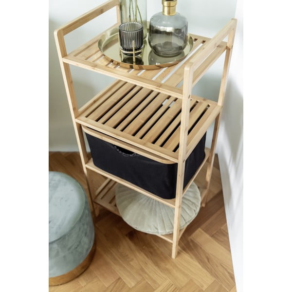 Černý/přírodní bambusový koupelnový regál 44x93,5 cm Ecori – Wenko-image-1