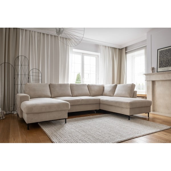 Béžová manšestrová rozkládací rohová pohovka (pravý roh) Lofty Lilly – Miuform-image-3