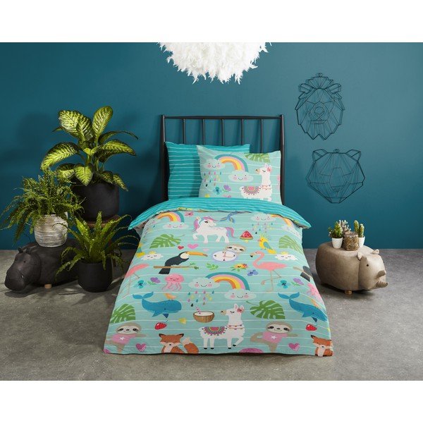 Modré bavlněné dětské povlečení na jednolůžko 140x200 cm Festen – Good Morning-image-1