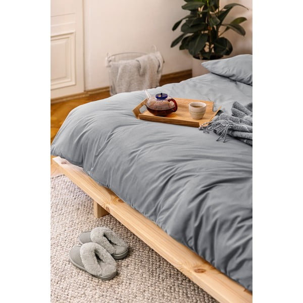 Šedé povlečení na dvoulůžko z mikrosaténu 200x200 cm Basic – Bonami Essentials-image-3