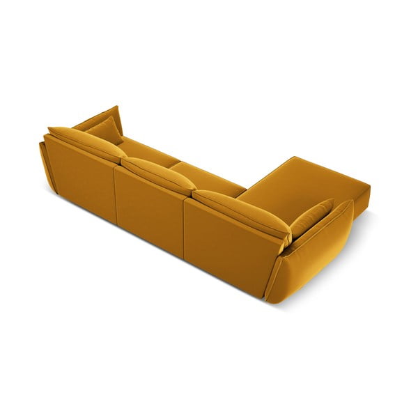 Sametová rohová pohovka v hořčicové barvě (levý roh/s lenoškou) Vanda – Mazzini Sofas-image-3