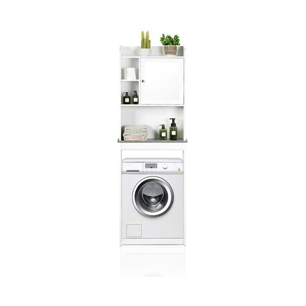 Bílá vysoká skříňka nad pračku/WC 58x173 cm Laundry – Tomasucci-image-2