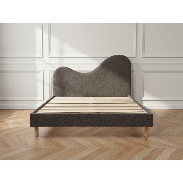 Hnědá čalouněná čalouněná dvoulůžková postel s roštem 160x200 cm Celina – Bobochic Paris-image-3