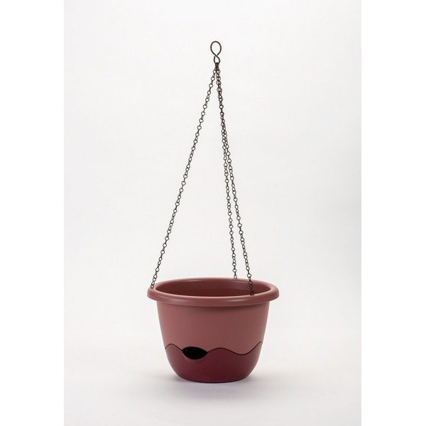 Růžový samozavlažovací květináč vhodný k zavěšení Plastia Mareta, délka 30 cm-image-1