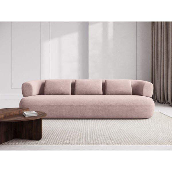 Světle růžová pohovka z textilie bouclé 200 cm Jenny – Micadoni -image-1