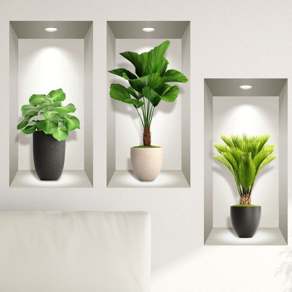 Sada 3 3D samolepek na zeď Ambiance Tropical Plants-image-1