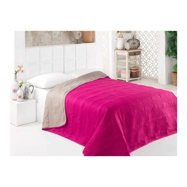 Cyklámově růžový oboustranný přehoz přes postel z mikrovlákna, 200 x 220 cm