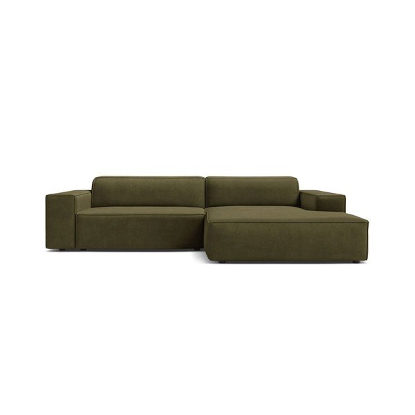 Khaki sametová modulární rohová pohovka (pravý roh/s lenoškou) Jodie – Micadoni -image-2