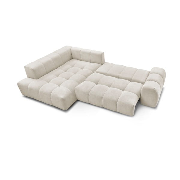 Bílá žinylková rozkládací/s úložným prostorem rohová pohovka (levý roh/do L) Everest – Bobochic Paris-image-4