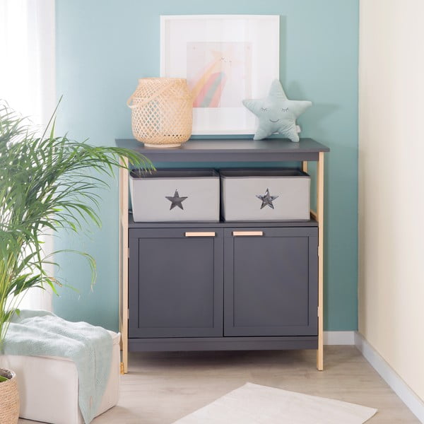 Antracitová nízká dětská komoda s přebalovacím pultem 87x75 cm Berlin – Roba-image-4