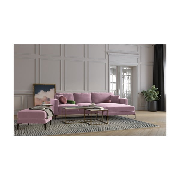 Růžová sametová podnožka Kooko Home Harmony-image-3