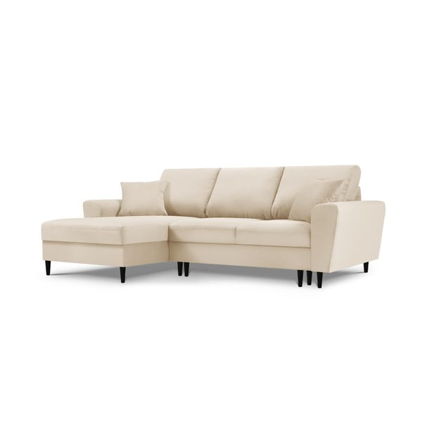 Béžová manšestrová rozkládací rohová pohovka Micadoni Home Moghan, levý roh-image-3