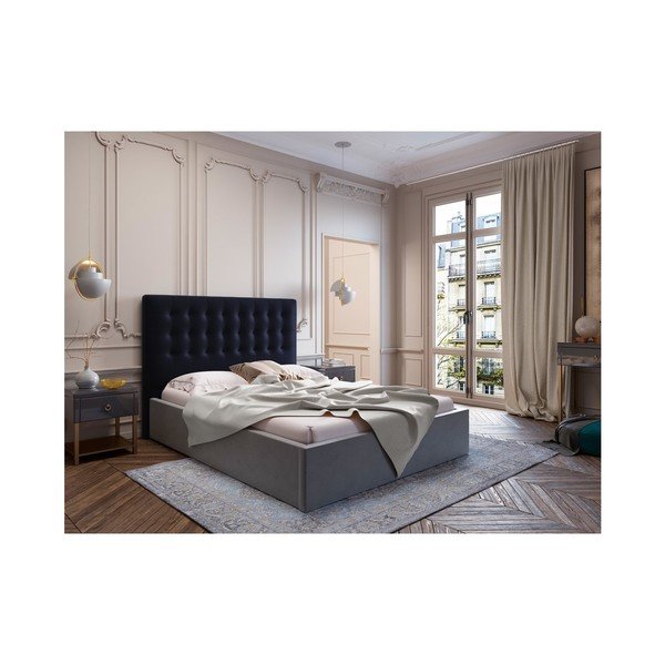 Tmavě modré čelo postele se sametovým potahem Windsor & Co Sofas Athena, 160 x 120 cm-image-3
